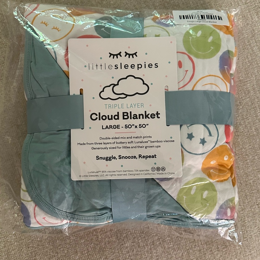Little Sleepies Positive Vibes Large Cloud Blanket NIB